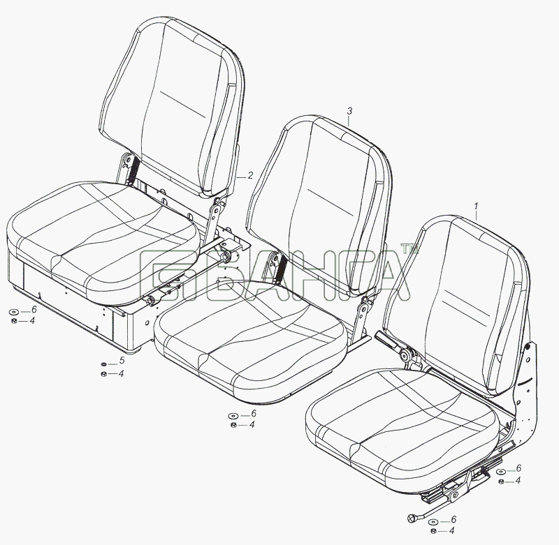 КамАЗ КамАЗ-4308 (2008) Схема 53205-5000120-11 Установка сидений-40